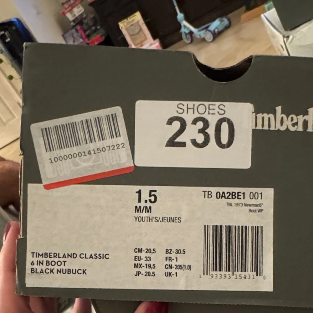 Timberland Kids Black Lace-Up Boots, 1.5 youth